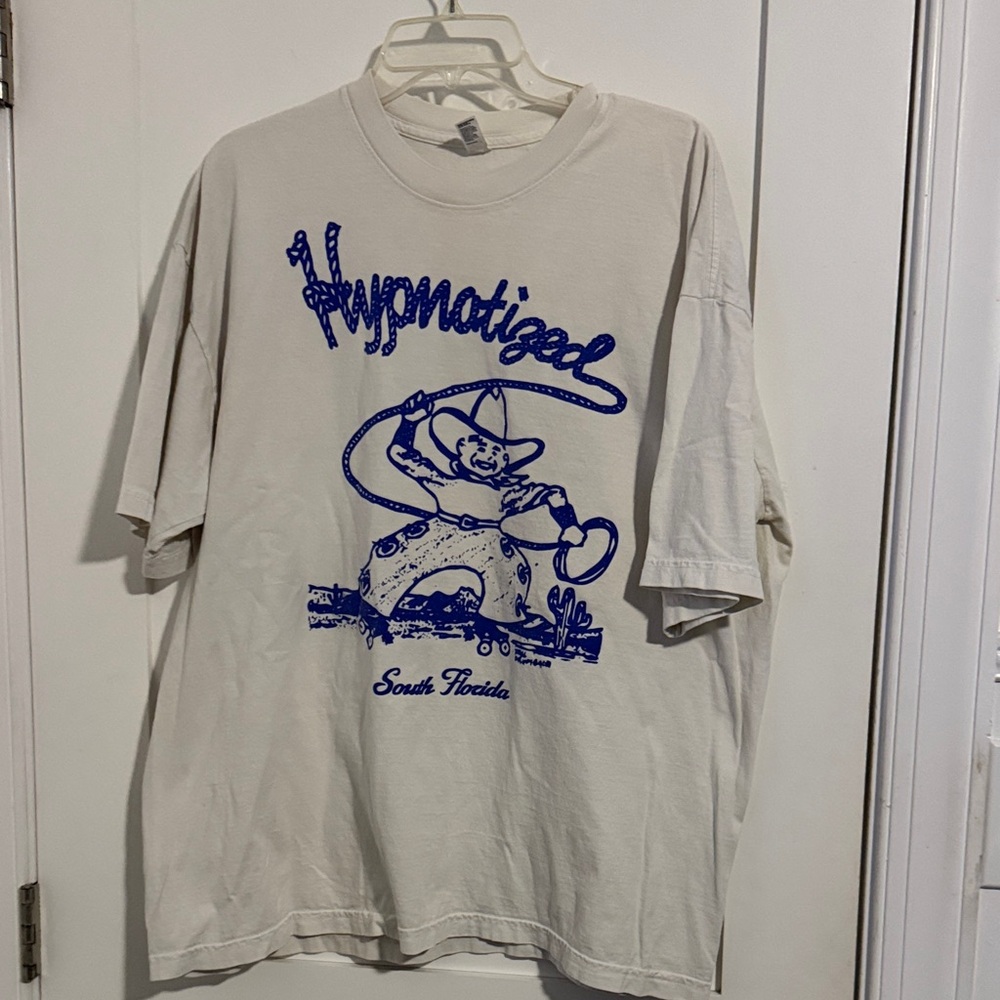 Hypnotized South Florida Graphic Men's T-Shirt - White with Blue Print